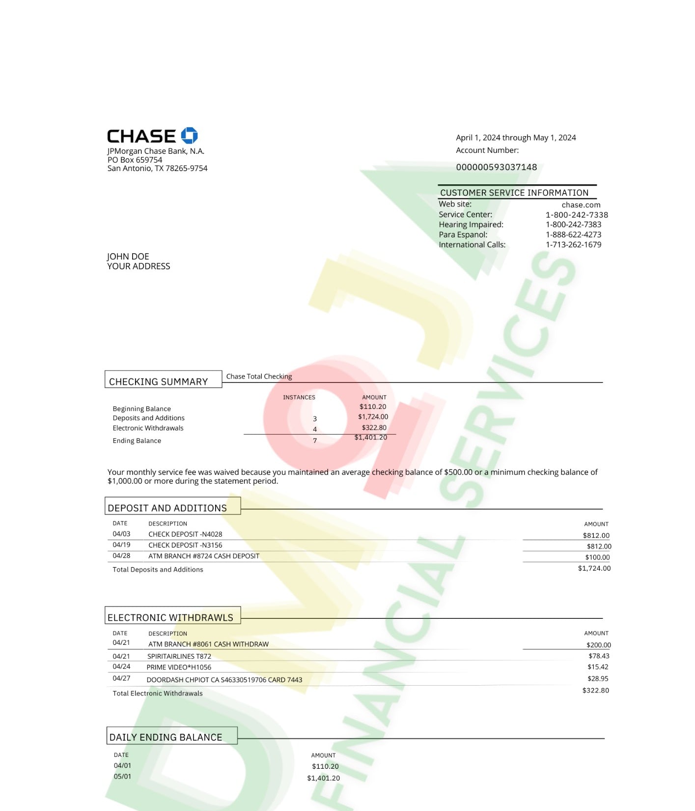 Chase Bank Statement