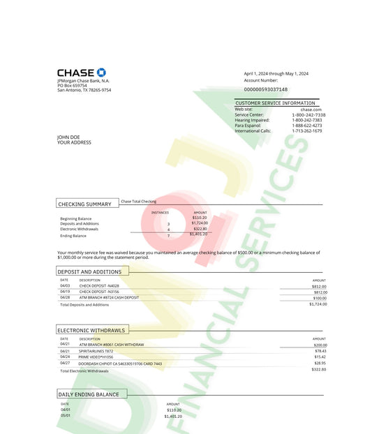 Chase Bank Statement